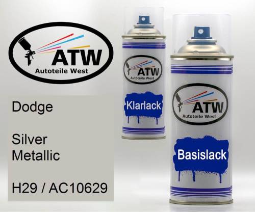Dodge, Silver Metallic, H29 / AC10629: 400ml Sprühdose + 400ml Klarlack - Set, von ATW Autoteile West.
